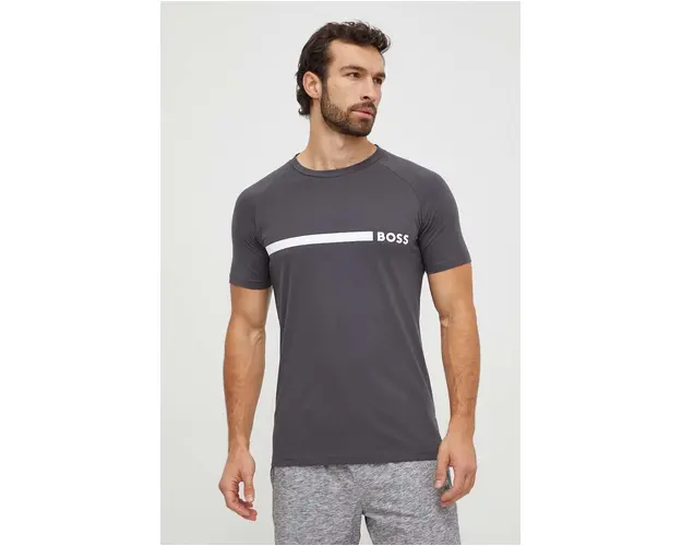 BOSS tricou din bumbac barbati, culoarea gri, cu imprimeu 50517970