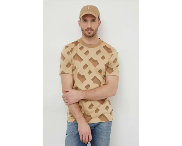 BOSS tricou barbati, culoarea bej, cu model 50504100