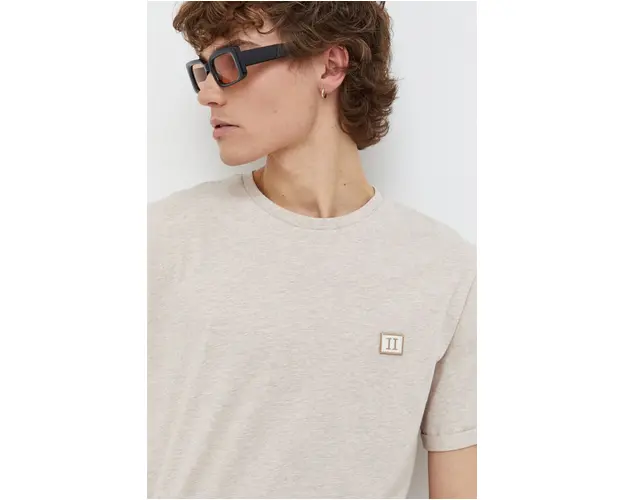 Les Deux tricou din bumbac barbati, culoarea bej, melanj