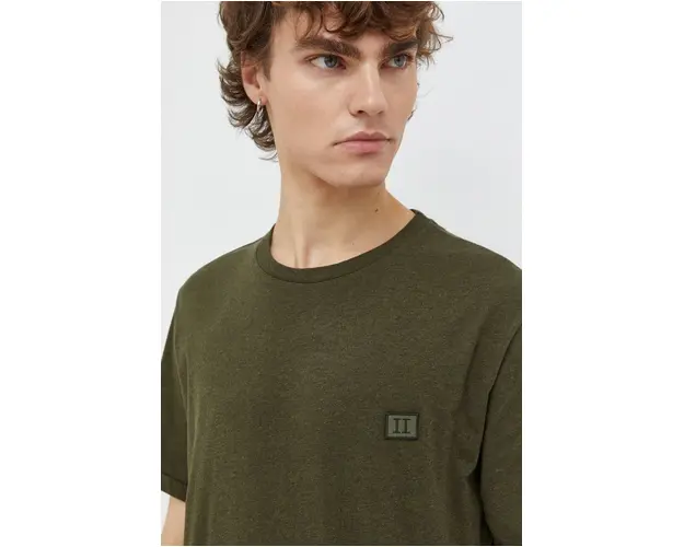 Les Deux tricou din bumbac barbati, culoarea verde, melanj