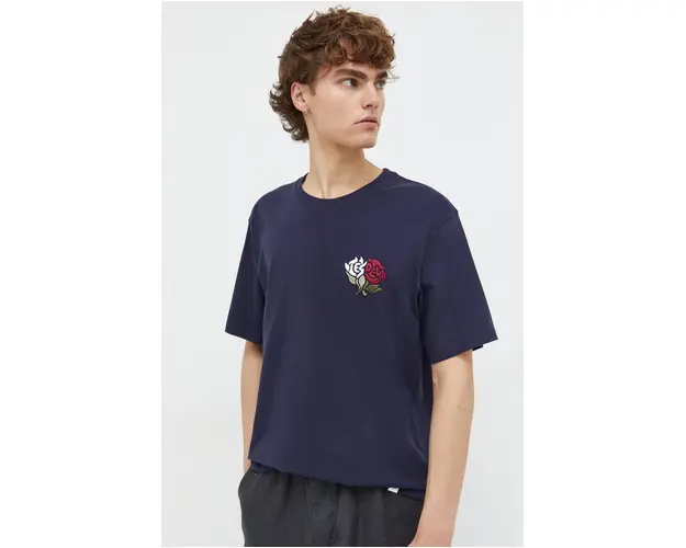Les Deux tricou din bumbac barbati, culoarea albastru marin, cu imprimeu