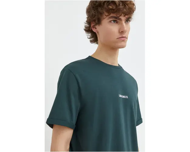 Les Deux tricou din bumbac barbati, culoarea verde, cu imprimeu