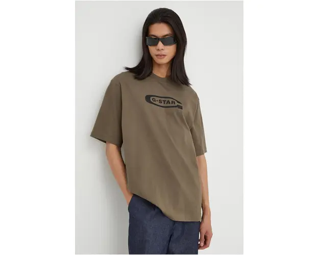G-Star Raw tricou din bumbac barbati, culoarea verde, cu imprimeu