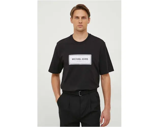 Michael Kors tricou din bumbac barbati, culoarea negru, cu imprimeu