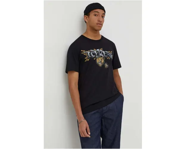 Iceberg tricou din bumbac barbati, culoarea negru, cu imprimeu