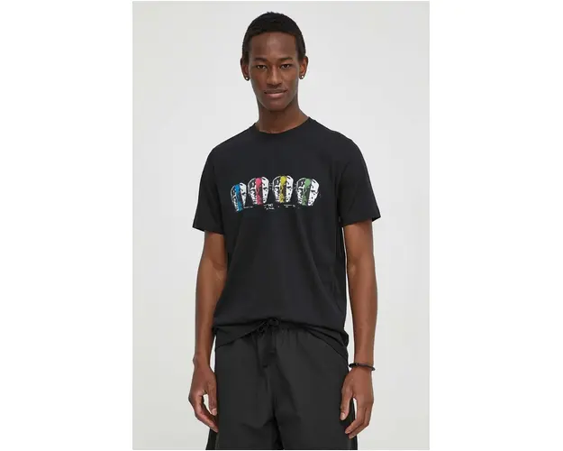 PS Paul Smith tricou din bumbac barbati, culoarea negru, cu imprimeu