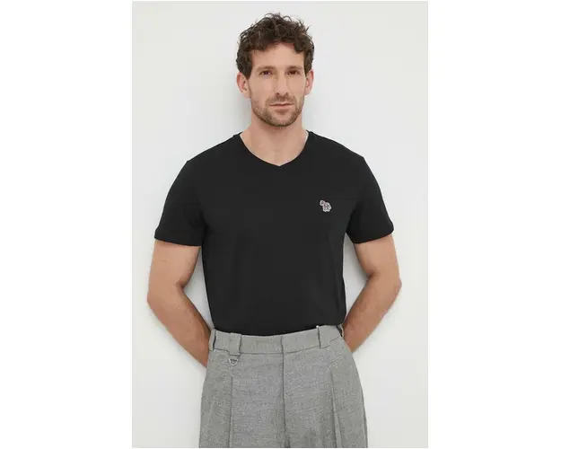 PS Paul Smith tricou din bumbac barbati, culoarea negru, cu imprimeu