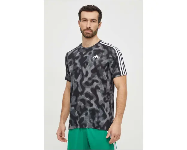 adidas Performance tricou de alergare Own the Run culoarea gri, cu imprimeu IK4979