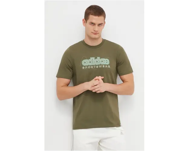 adidas tricou din bumbac barbati, culoarea verde, cu imprimeu IM8314