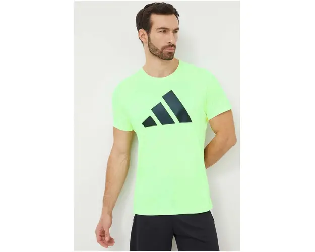adidas Performance tricou de alergare Run It culoarea verde, cu imprimeu IN0078