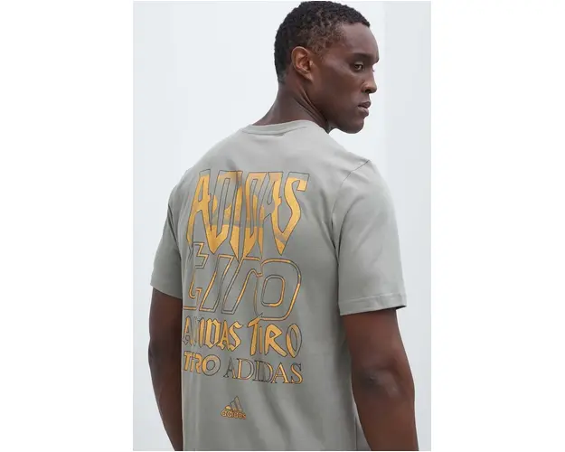 adidas tricou din bumbac TIRO barbati, culoarea verde, cu imprimeu, IN6260