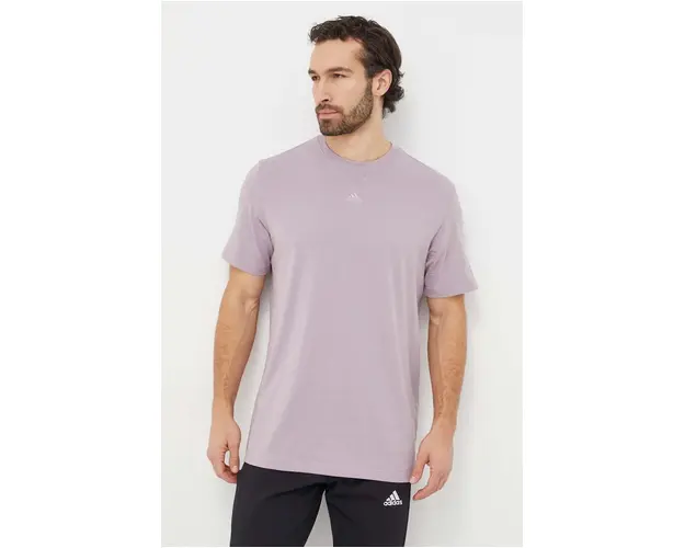 adidas tricou din bumbac barbati, culoarea violet, uni IR9116