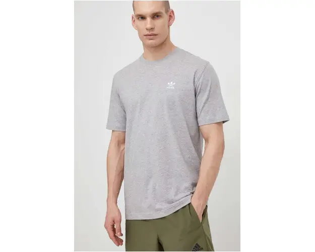 adidas Originals tricou din bumbac Essential Tee barbati, culoarea gri, melanj, IR9692