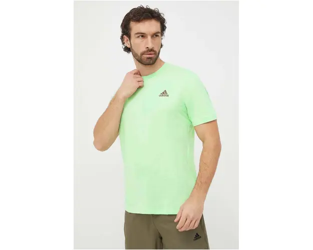 adidas tricou din bumbac barbati, culoarea verde, uni IS1315