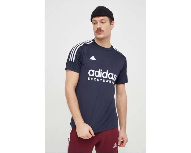 adidas tricou de antrenament Tiro culoarea bleumarin, cu imprimeu IS1501