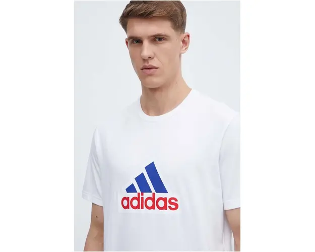 adidas tricou din bumbac barbati, culoarea alb, cu imprimeu, IS3234