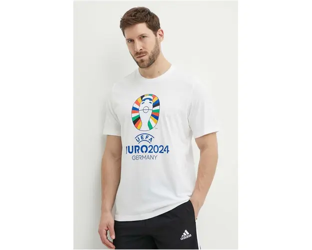 adidas Performance tricou Euro 2024 barbati, culoarea bej, cu imprimeu, IT9290