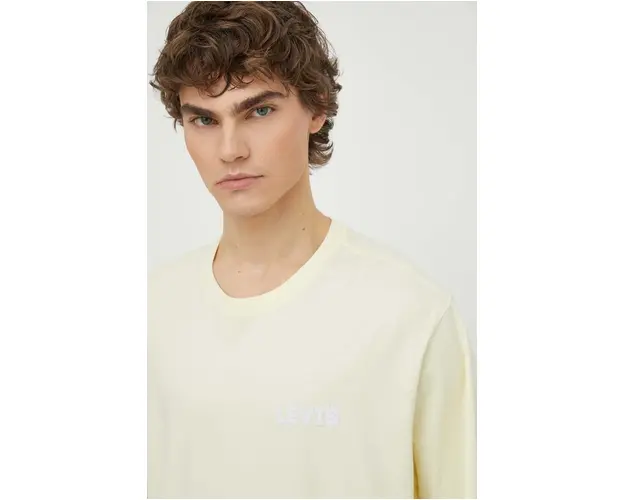 Levi's tricou din bumbac barbati, culoarea galben, cu imprimeu