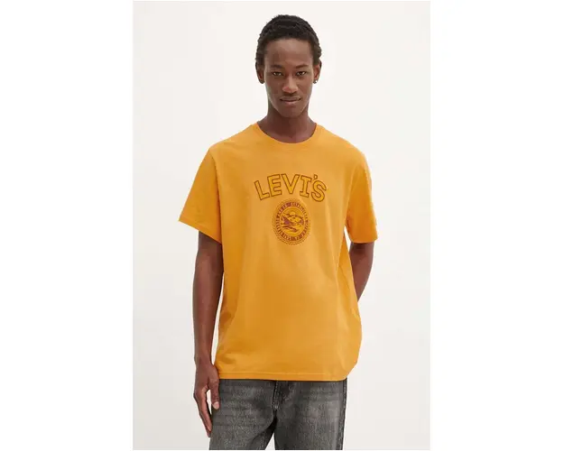 Levi's tricou din bumbac barbati, culoarea galben, cu imprimeu