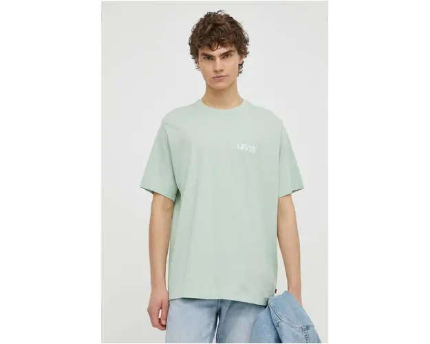 Levi's tricou din bumbac barbati, culoarea verde, cu imprimeu