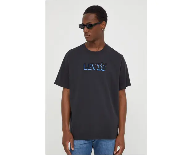 Levi's tricou din bumbac barbati, culoarea negru, cu imprimeu