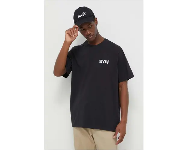 Levi's tricou din bumbac barbati, culoarea negru, cu imprimeu