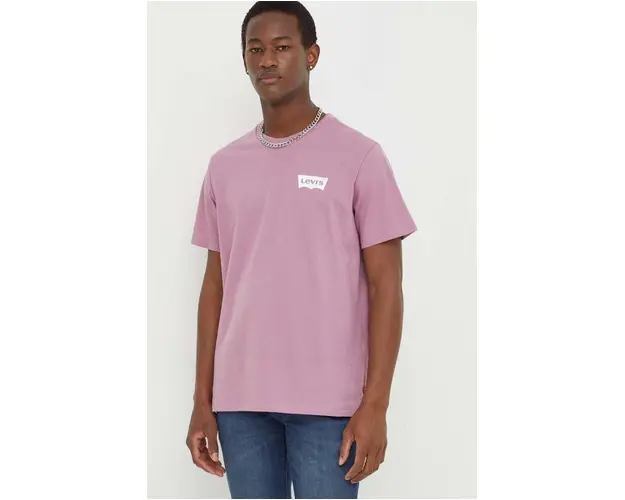 Levi's tricou din bumbac barbati, culoarea roz, cu imprimeu