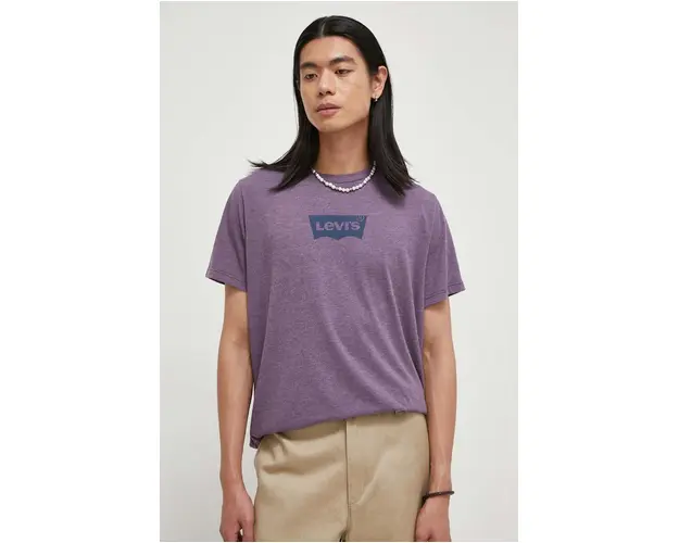 Levi's tricou din bumbac barbati, culoarea violet, cu imprimeu