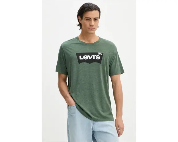 Levi's tricou din bumbac barbati, culoarea verde, cu imprimeu