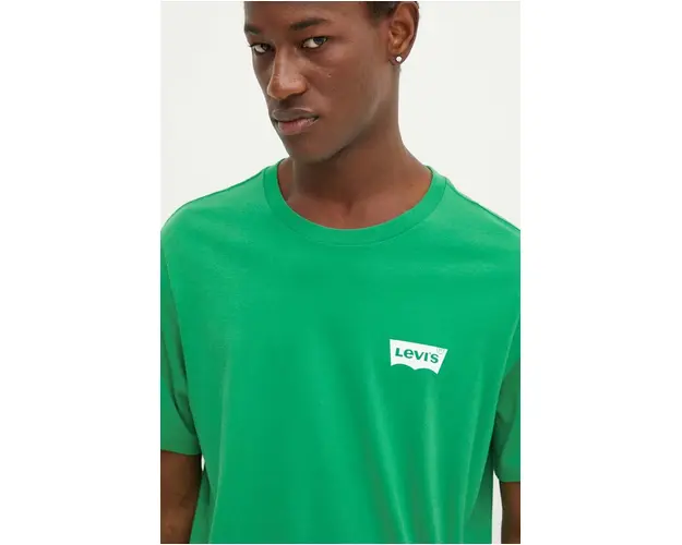 Levi's tricou din bumbac barbati, culoarea verde, cu imprimeu