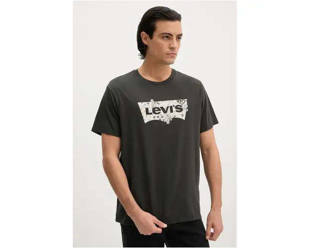 Levi's tricou din bumbac barbati, culoarea negru, cu imprimeu