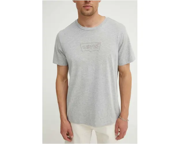 Levi's tricou din bumbac barbati, culoarea gri, cu imprimeu