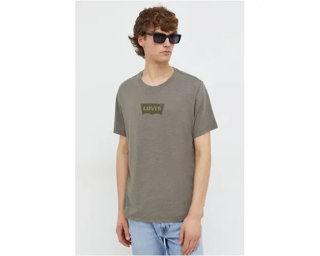 Levi's tricou din bumbac barbati, culoarea verde, cu imprimeu