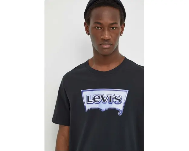 Levi's tricou din bumbac barbati, culoarea negru, cu imprimeu