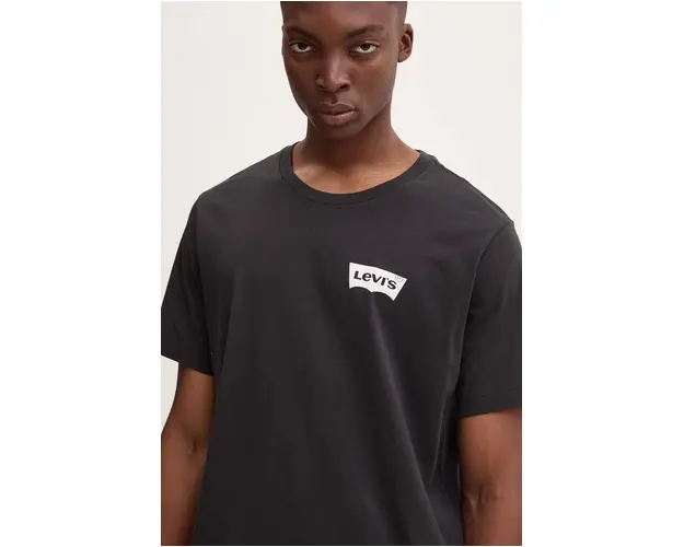 Levi's tricou din bumbac barbati, culoarea negru, cu imprimeu