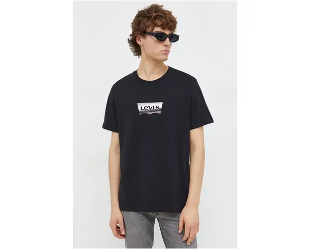 Levi's tricou din bumbac barbati, culoarea negru, cu imprimeu