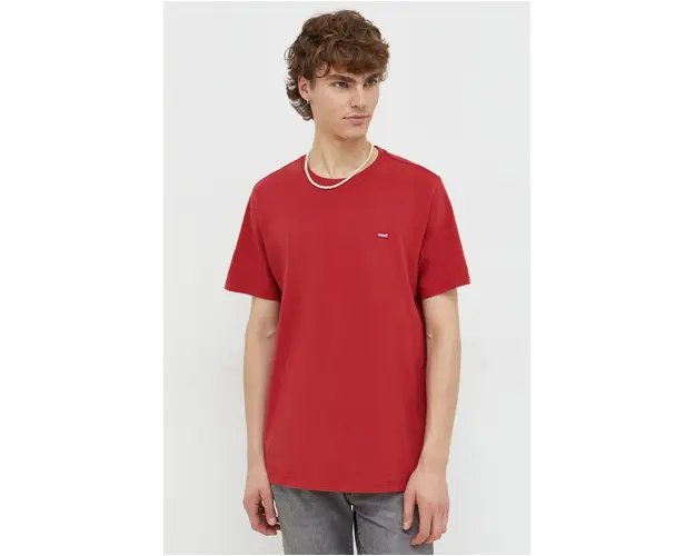 Levi's tricou din bumbac barbati, culoarea rosu, neted