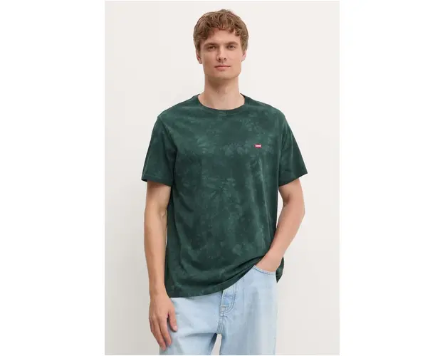 Levi's tricou din bumbac barbati, culoarea verde, neted
