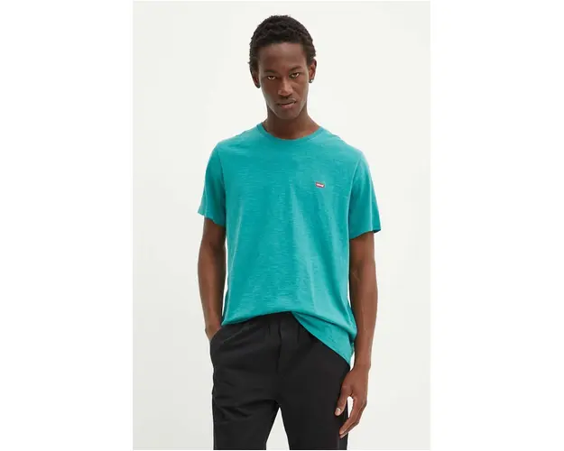 Levi's tricou din bumbac barbati, culoarea verde, neted