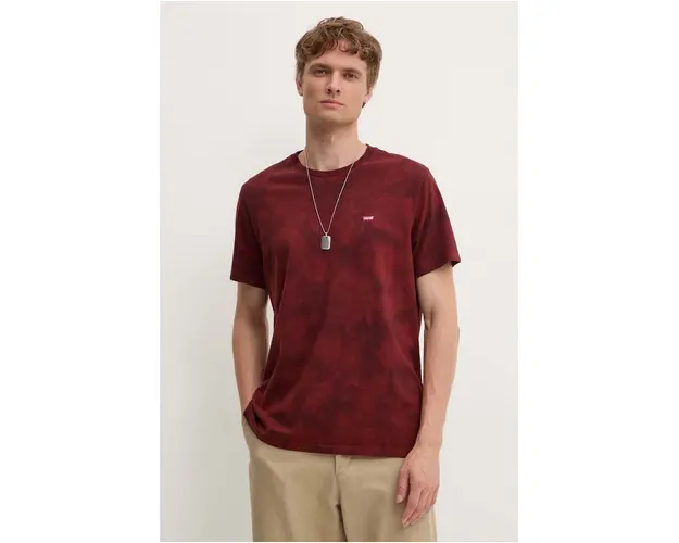 Levi's tricou din bumbac barbati, culoarea bordo, neted