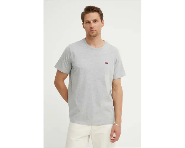 Levi's tricou din bumbac barbati, culoarea gri, neted