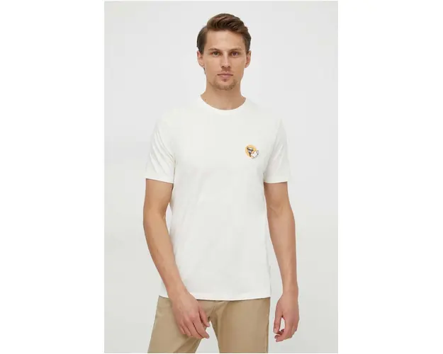 Lindbergh tricou din bumbac barbati, culoarea bej, cu imprimeu