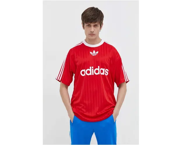 adidas Originals tricou Adicolor Poly Tee barbati, culoarea rosu, cu imprimeu, IM9458