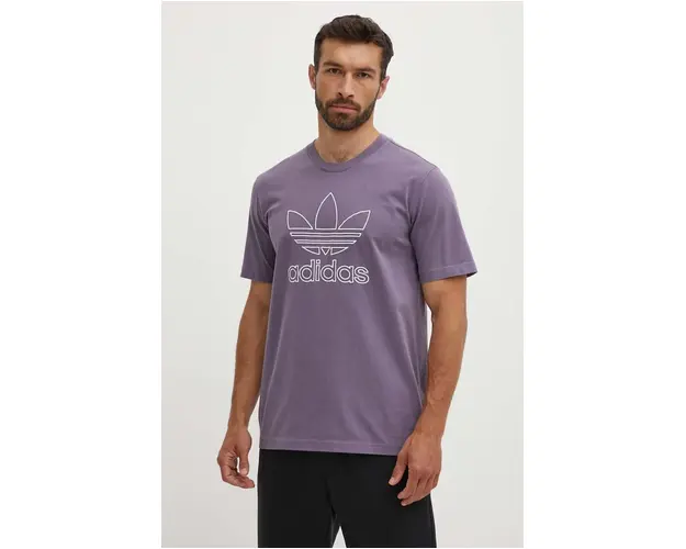 adidas Originals tricou din bumbac Trefoil Tee barbati, culoarea violet, cu imprimeu, IR7992