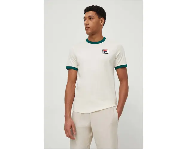 Fila tricou din bumbac barbati, culoarea bej, modelator