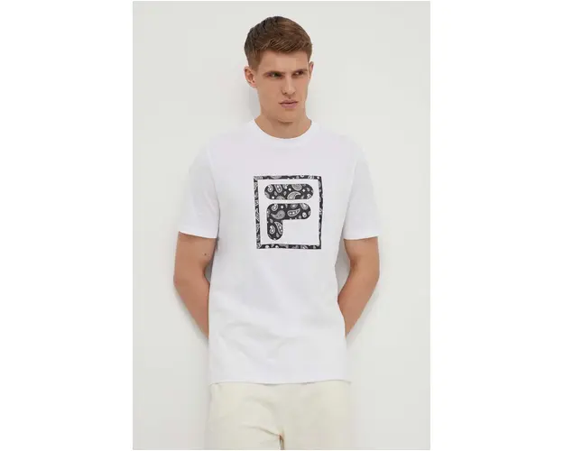 Fila tricou din bumbac barbati, culoarea alb, cu imprimeu