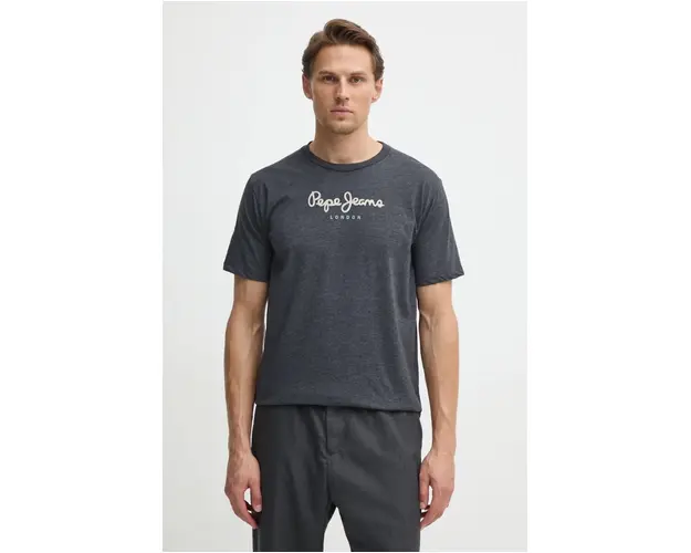 Pepe Jeans tricou din bumbac Eggo barbati, culoarea gri, cu imprimeu, PM508208