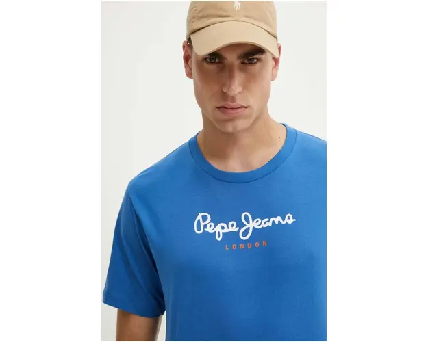 Pepe Jeans tricou din bumbac Eggo barbati, cu imprimeu