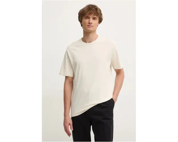 Pepe Jeans tricou din bumbac Connor barbati, culoarea bej, neted, PM509206