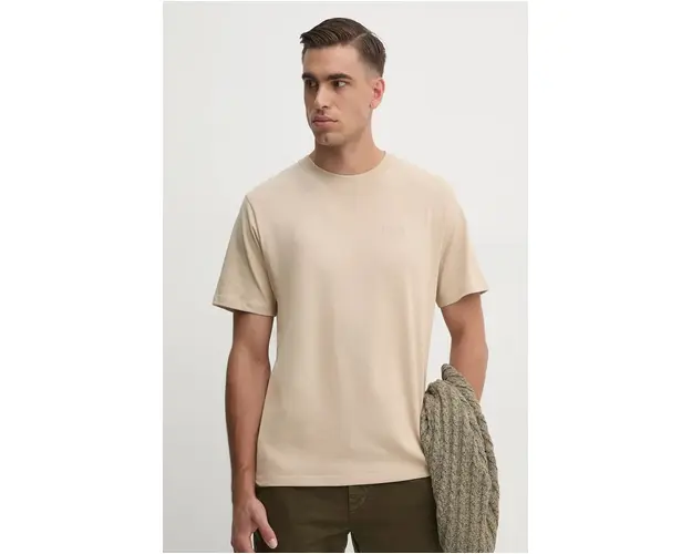 Pepe Jeans tricou din bumbac Connor barbati, culoarea bej, neted, PM509206